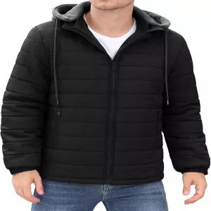 유송걸 남성 경량 패딩 재킷 겨울 얼 퀼팅 코트와 탈부착 가능한 후드 방수 단열