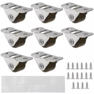 16개의 나사와 양면 접착 패드가 있는 8팩 미니 캐스터 휠 1/2인치 작은 고무 롤링 가구 카트 및 DIY