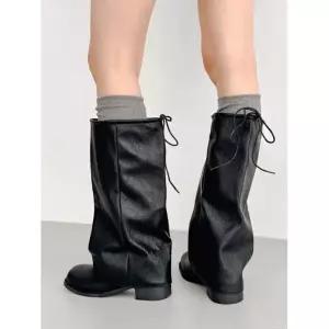 FLORIDA STUDIO 에브리데이 네이븐 웨지 스트링 레더 롱부츠 ED2566 2056465