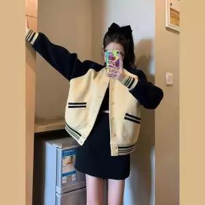 EAMT 코트 원단에 야구복 여성점퍼 보풀 + 없는 프린팅 개성있고 점퍼 얇은 YJ1