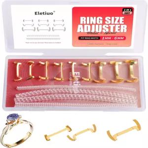 엘레티우오 13팩 충전 골드 메탈 링 가드 4가지 크기의 나선형 눈에 보이지 않는 사이즈 조절기 세트 남녀
