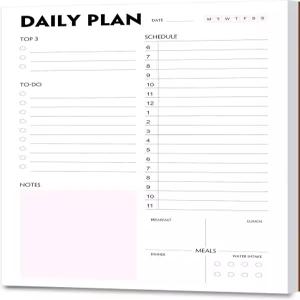 일일 플래너 메모장 - A5 캘린더 스케줄러 우선순위가 있는 정리함 할 목록 약속 메모 식사 및 물 섭취