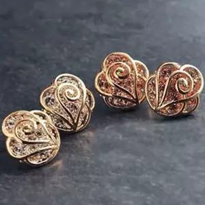 장미 큐빅 귀걸이 골드장미