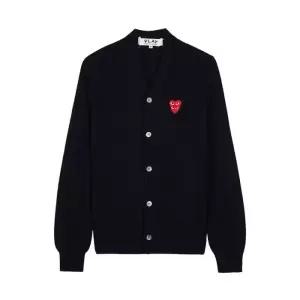 [라벨루쏘]  FW25 공용 더블하트 와펜 가디건 AX N076 051 BLACK