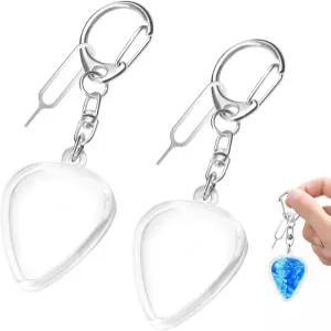 기타 픽 디스플레이 케이스 2Pcs 홀더 열쇠고리 휴대용 하트 모양 투명 음악 애호가용