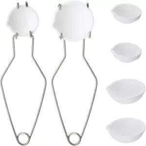 용융 금속 키트용 도가니 세트 세라믹 석영 6개와 집게 손잡이 2개가 포함된 고열 주조 은세공 스타터용