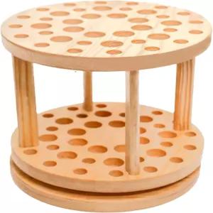 수제 회전 예술가 페인트 브러시 정리함 수채화 홀더 미술 교실 및 사무실 책상용 대용량 원목 보관 40홀