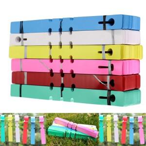 50/100피스 플라스틱 조정 가능 버클 식물 라벨 6 색 원예 쓰기 태그 분재 묘목 꽃 식별 마크