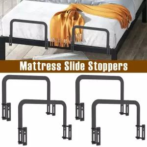 2/4Pcs 매트리스 슬라이드 스토퍼 금속 미끄럼 방지 그리퍼 홈 침대 프레임 용 조정 가능한 리테이너 바