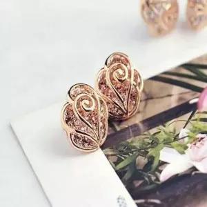 화려한 장미 큐빅 귀걸이 플라워 귀걸이