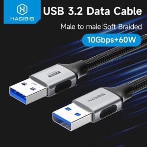 하기비스 USB to 케이블 3.2 A 남성-남성 연장 하드 드라이브 인클로저 KVM 노트북 쿨러 TV 박스 DVD 플레