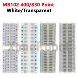 MB102 브레드 보드 400/830 포인트 솔더리스 PCB 빵 흰색/투명  Arduino호환 용 DIY 개발