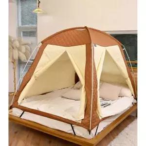 두꺼운 방한텐트 면 더블 수면 접이식 옐로우 겨울용 실내용
