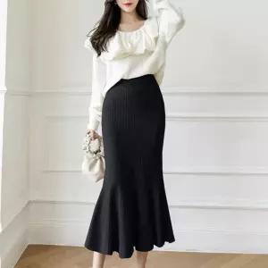 (스타일하우스)스커트 치마 4컬러 머메이드핏 니트 롱스커트