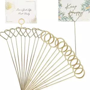 20/40Pcs 꽃 카드 홀더 추천 금속 와이어 장소 그림 사진 스틱 클립 결혼식 파티를위한