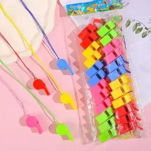 [골드스마일]플라스틱 목걸이 호루라기 휘슬 호각 줄 미니 24개 수영장 축구