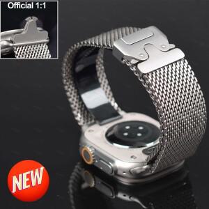 애플 호환 워치 밴드 용 공식 티타늄 밀라니즈 루프 울트라 3 2 49mm 스트랩 시리즈 11 10 9 8 SE 6 5 패러