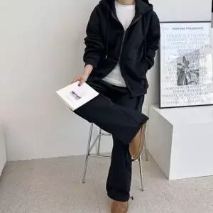 [콩심팥심]오버핏 여성 기모 후드 집업 세트 데일리룩 여성 겨울 세트