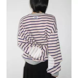 RONRON ELBOW PATCH STRIPE SWEATSHIRT PINK 2059360