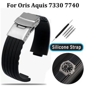 Oris Aquis 7330 7740 스트라이프 고무 실리콘 시계 밴드 스포츠 방수 팔찌 22x11mm 24x12mm 볼록 스트랩