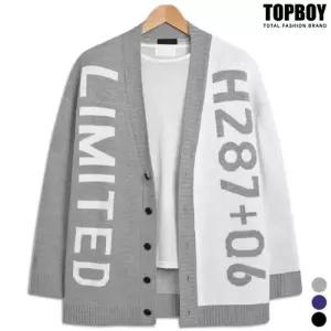 [탑보이][탑보이] 반반 배색 오버핏 가디건 (NL026)