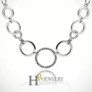 [호림쥬얼리]패션쥬얼리)히트)예쁜)세련(HR)화이트 링앤링 언발란스 목걸이