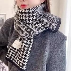 더블 패턴 머플러 목돌이 중학생 목도리 발열 슬림 짧은 숏 커플