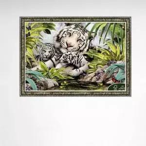 직소퍼즐 1000피스 숲속의 백호가족 앤틱카키액자포함