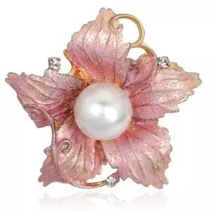 핑크핑크 목걸이겸용 진주 브로치 핑크 도금 러블리