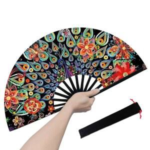 리산선 부츠 온 더 그라운드 팬, 여성과 남성을 위한 대형 접이식 손 선풍기, 레이브, EDM, 댄스 파티, 홈 데코레이션을 라인 댄스용 팝핑