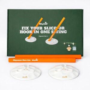 WHYGOLF 얼라인먼트 디스크 라이트, 컴팩트 골프 스윙 트레이너 및 스틱 세트, 2개와 폼 로드 2개, 휴대용 트레이닝 보조 도구 연습 액세서리