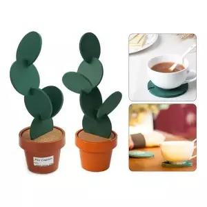선인장받침대 나무 음료 컵받침 홀더 테이블 장식