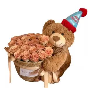 곰돌이 꽃다발 꽃바구니 생일 입학 졸업 축하 인형 곰 플라워베어 학교 학예회