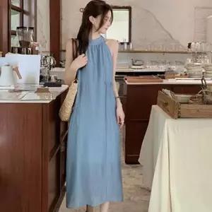 [하프클럽/셀러허브_여성트랜드패션]여름 휴양지룩 롱민소매 홀터넥 원피