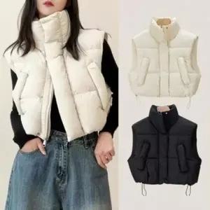 [하프클럽/셀러허브_여성트랜드패션]조끼 겨울 숏패딩 경량 짧은숏패딩 여