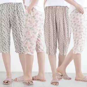 여성 시원한 냉감 7부 팬츠 허리밴딩 몸빼바지 주머니 흰색 여름 가정용 편안한