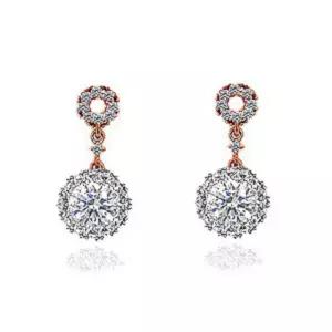 3부 모이사나이트 다이아몬드 다이아 귀걸이 웨딩 카멜리아