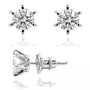 IGI GIA 5부 랩 그로운 다이아몬드 다이아 귀걸이 웨딩 클래식 6발