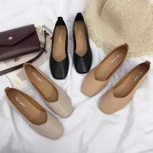 사각코 발이 편한 깔끔한 여성 신발 데일리 플랫 슈즈