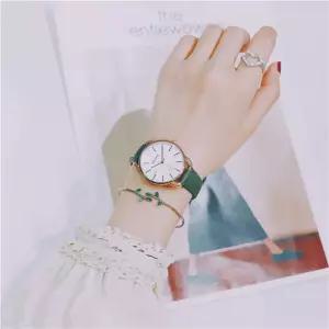 포유 레이어드 팔찌 손목시계 2종세트(카키) 가죽시계