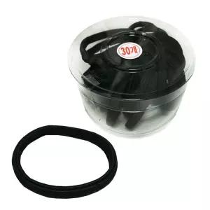 매듭없는 납작주름 검정고무줄 30P 코사지통 머리끈 밴드 헤어