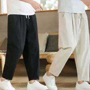 남성 린넨 여름 캐주얼 팬츠 반바지 밴딩 바지 와이드