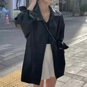 오버핏 점퍼 봄 자켓 롱 가죽 프렌치 레더 가을 하프 레더자켓 라이더자켓