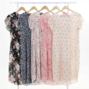 [옷은날개] 여성용 시원한 꽃패턴 쉬폰 원피스 여름 데일리룩