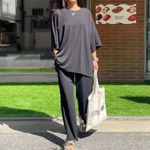 [하프클럽/셀러허브_여성트랜드패션]빅사이즈 603 주름투피스와이드세트 DNM