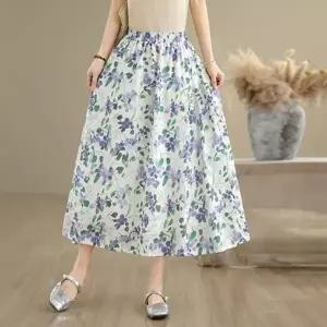 라일락 로맨틱 무드 스커트 치마 여름 봄 비치 휴가 엄마 가을 롱 쉬폰