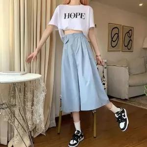 군살커버 랩팬츠 7부 여성 봄여름 와이드 치마바지 편한바지 숏팬츠