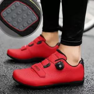 충격흡수 미끄럼방지 라이딩전용 평페달 자전거신발 레드
