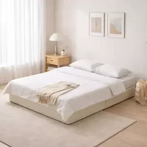 [보루네오]호텔라인 파운데이션 가죽 침대 킹 (포켓매트/충전포트/무헤드) KC855