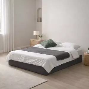 [보루네오]호텔라인 파운데이션 패브릭 침대 킹 (매트별도/충전포트/무헤드) KC884